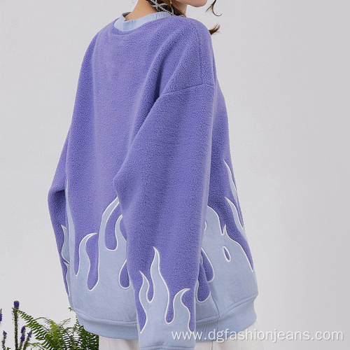 Women's Hoodies Sweatshirts Patch Fabric Fire Pattern